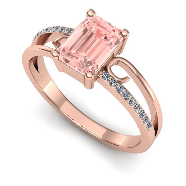 Inel de logodna din aur roz cu diamant de laborator roz