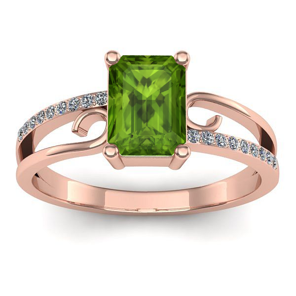 Inel cu peridot dreptunghiular