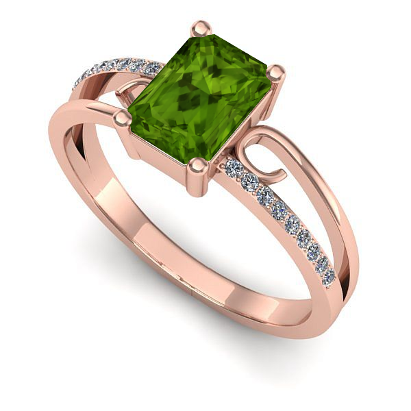 Inel logodna din aur roz cu peridot