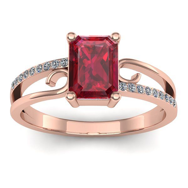 Inel de logodna cu rubin dreptunghiular