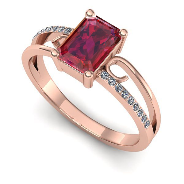 Inel din aur roz cu rubin