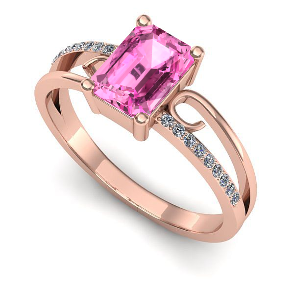 Inel de logodna din aur roz cu safir roz