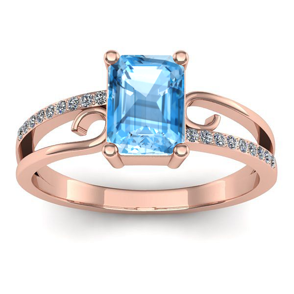 Inel logodna cu topaz blue dreptunghiular
