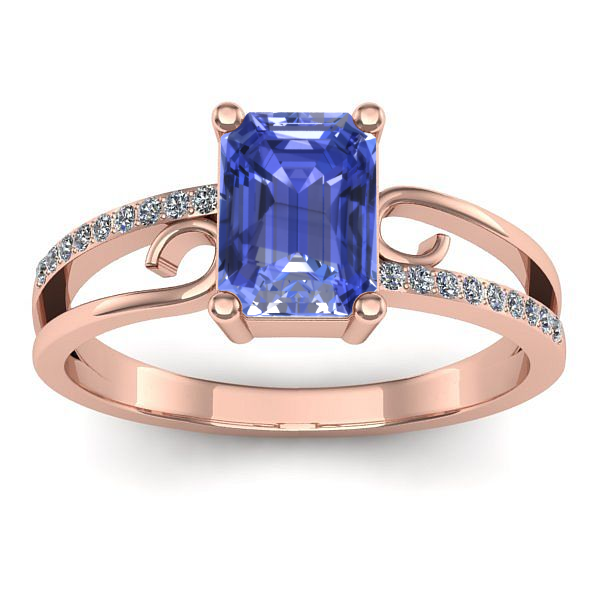 Inel de logodna cu tanzanit dreptunghiular