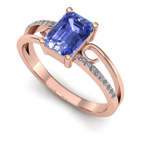 Inel de logodna din aur roz cu tanzanit