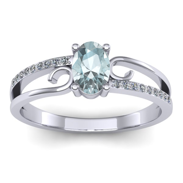 Inel de logodna cu aquamarin oval