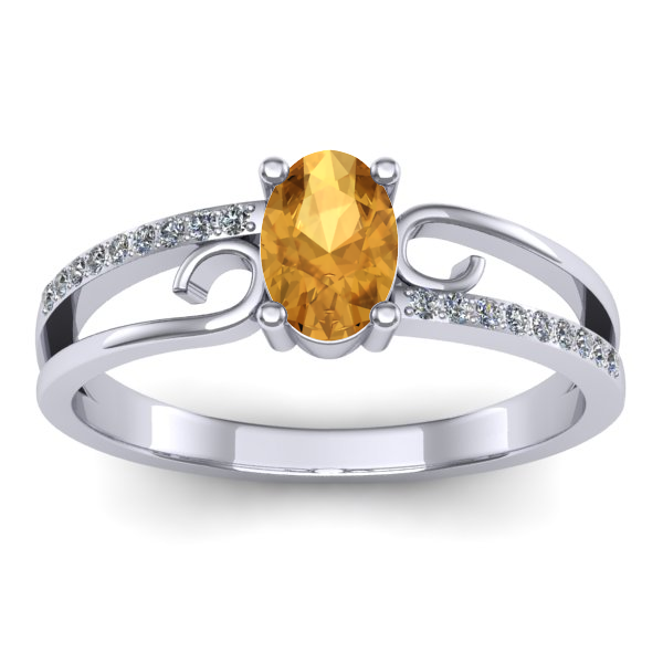 Inel logodna cu citrin oval