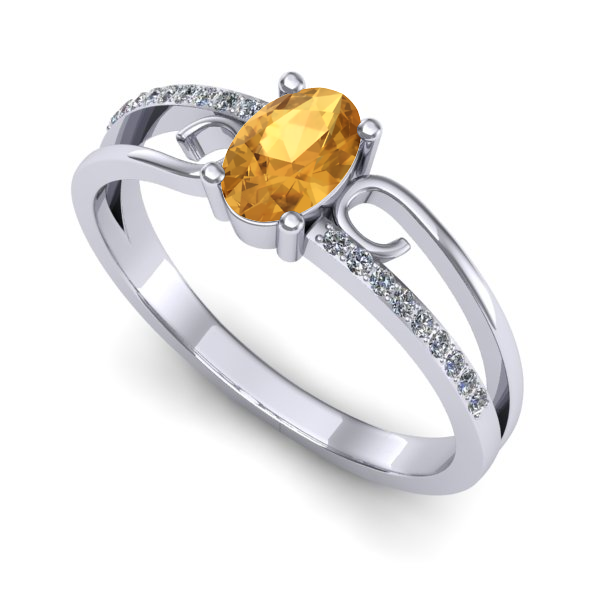 Inel de logodna din aur alb cu citrin
