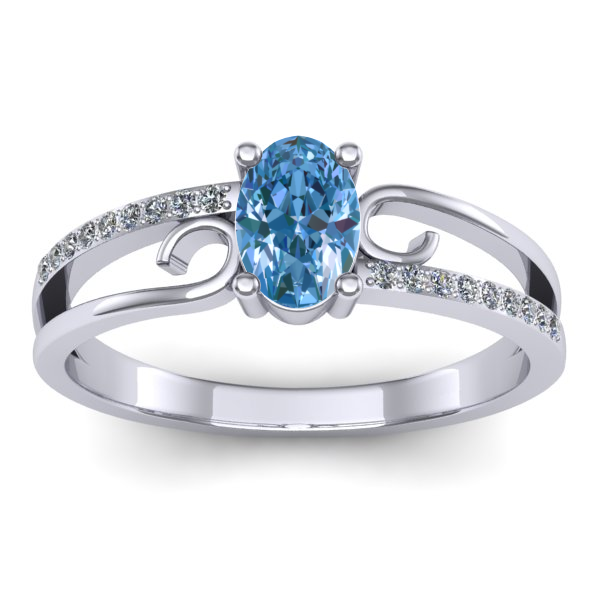 Inel de logodna cu diamant de laborator albastru oval