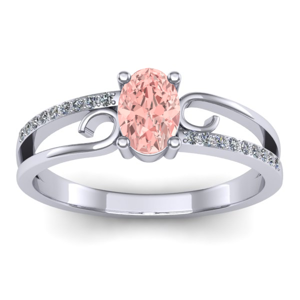 Inel logodna cu diamant de laborator roz oval