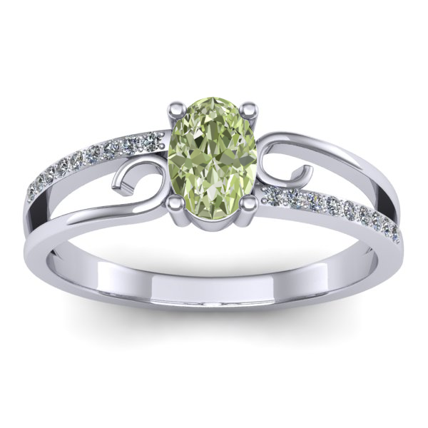 Inel de logodna cu diamant de laborator verde oval