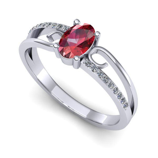 Inel de logodna din aur alb cu rubin