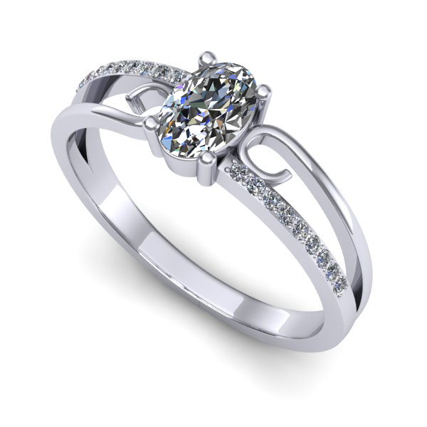 Inel de logodna din aur alb cu safir alb