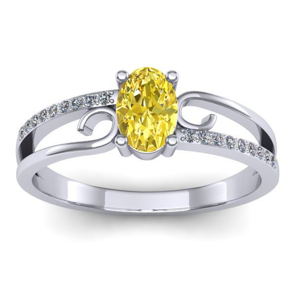Inel logodna cu safir galben oval
