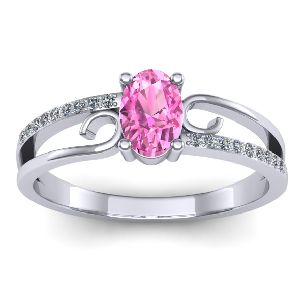 Inel de logodna cu safir roz oval