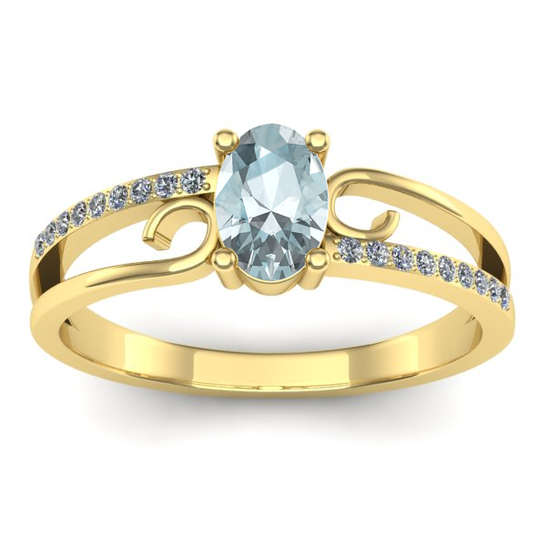 Inel logodna cu aquamarin oval