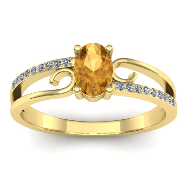 Inel logodna cu citrin oval