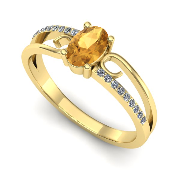 Inel logodna din aur galben cu citrin