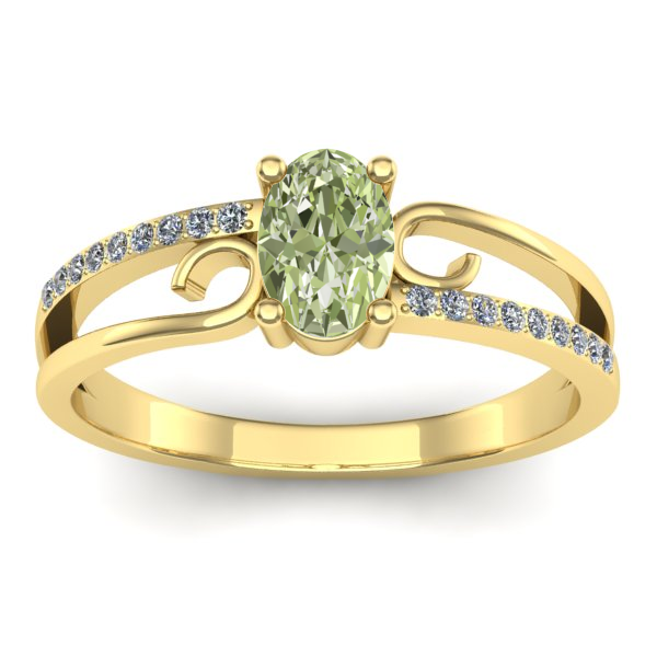 Inel logodna cu diamant de laborator verde oval