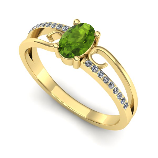 Inel de logodna din aur galben cu peridot