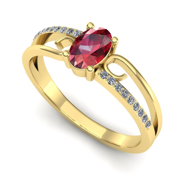 Inel logodna din aur galben cu rubin