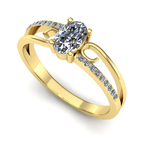 Inel din aur galben cu safir alb