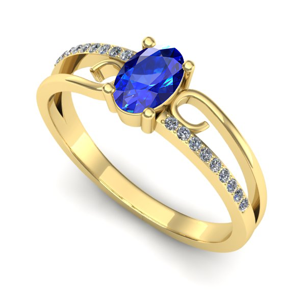 Inel de logodna din aur galben cu safir