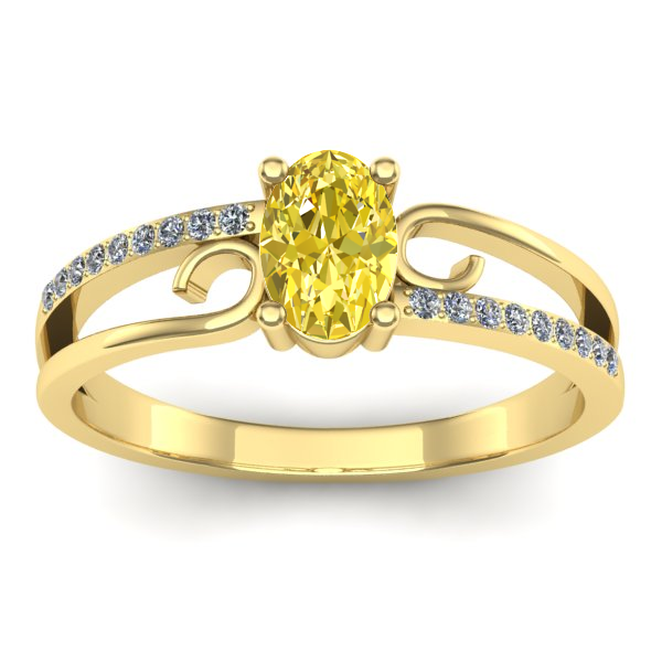 Inel de logodna cu safir galben oval