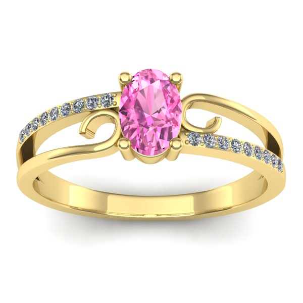Inel logodna cu safir roz oval
