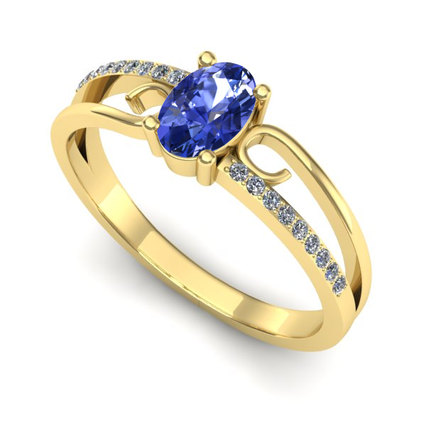 Inel de logodna din aur galben cu tanzanit