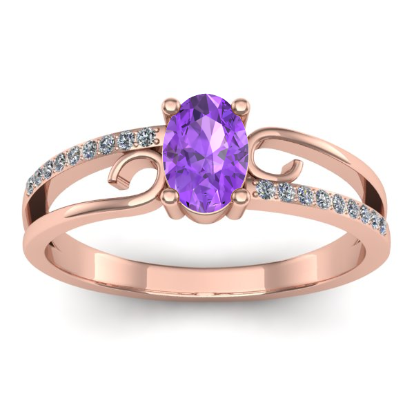 Inel logodna cu ametist oval