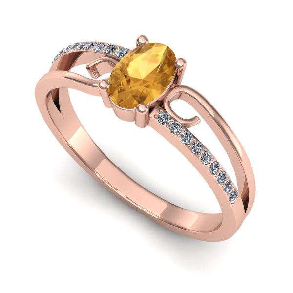 Inel din aur roz cu citrin