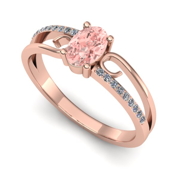 Inel din aur roz cu diamant de laborator roz
