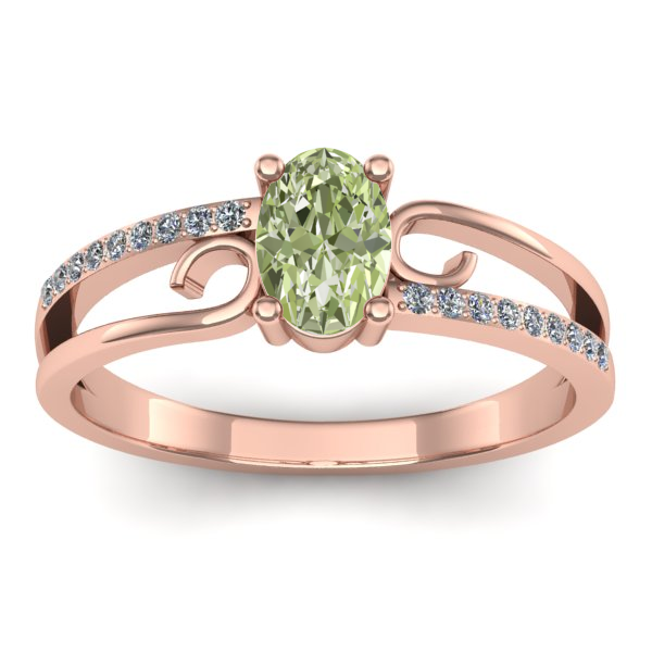 Inel logodna cu diamant de laborator verde oval
