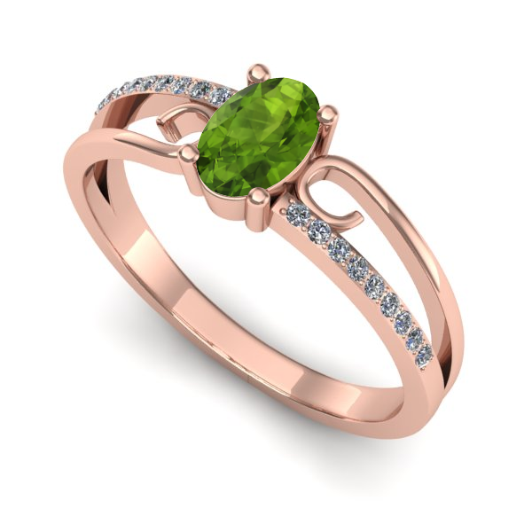 Inel de logodna din aur roz cu peridot