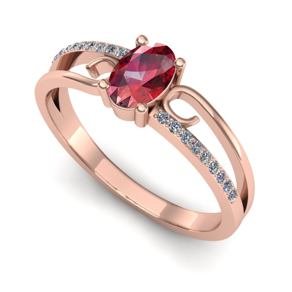 Inel de logodna din aur roz cu rubin