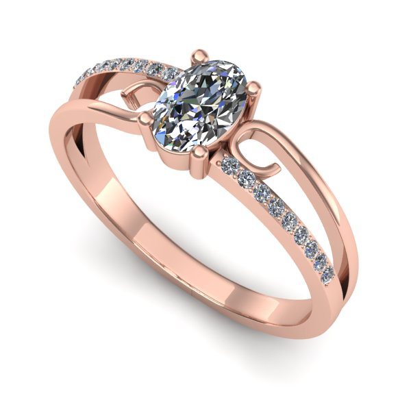 Inel de logodna din aur roz cu safir alb