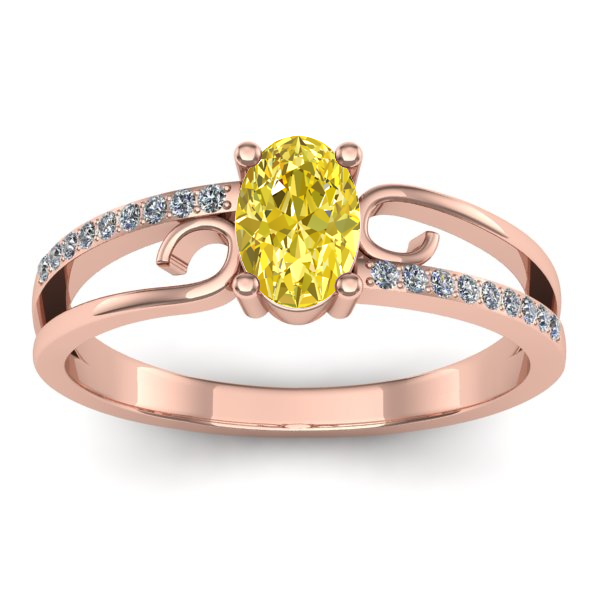 Inel cu safir galben oval