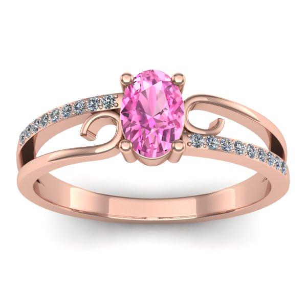 Inel cu safir roz oval