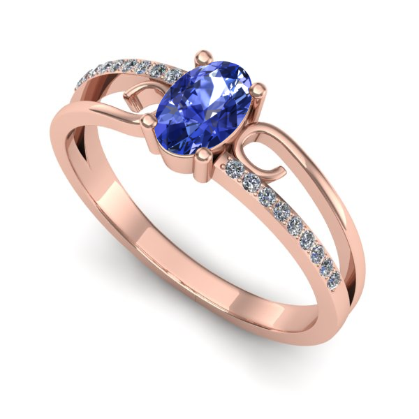 Inel din aur roz cu tanzanit