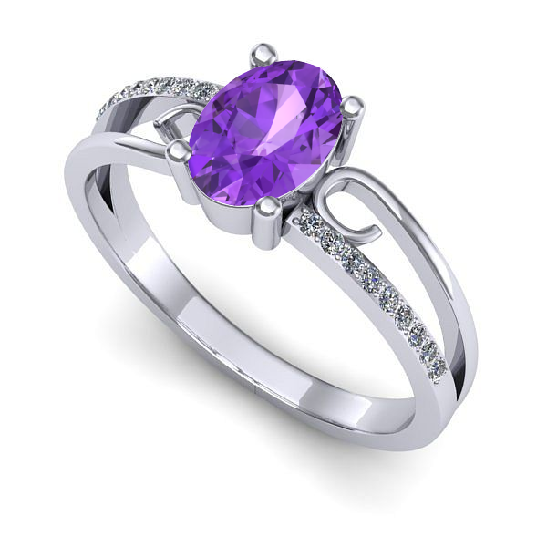 Inel logodna din aur alb cu ametist