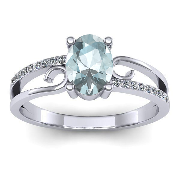 Inel de logodna cu aquamarin oval