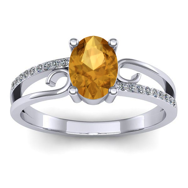Inel logodna cu citrin oval