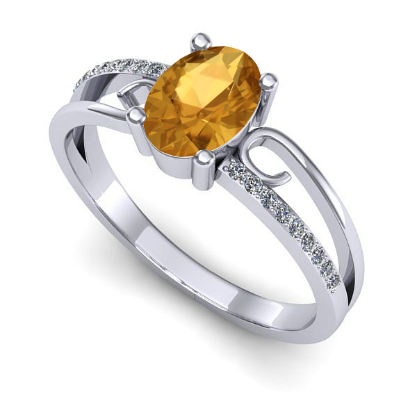 Inel din aur alb cu citrin