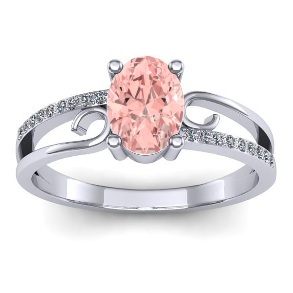 Inel cu diamant de laborator roz oval