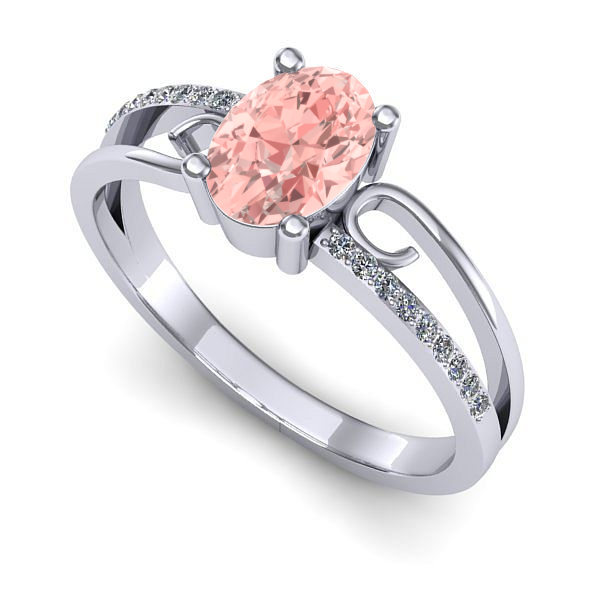 Inel din aur alb cu diamant de laborator roz