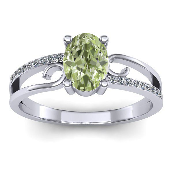 Inel cu diamant de laborator verde oval