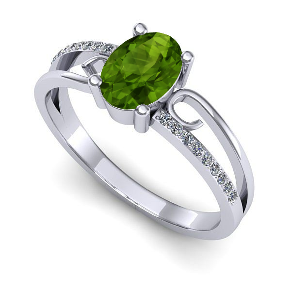 Inel din aur alb cu peridot