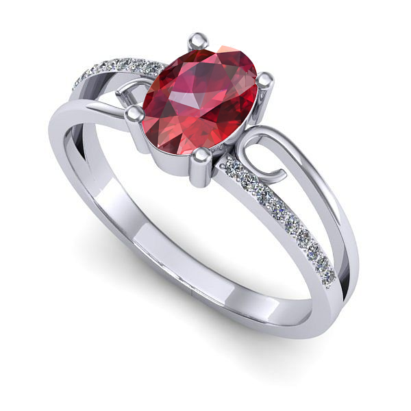 Inel din aur alb cu rubin