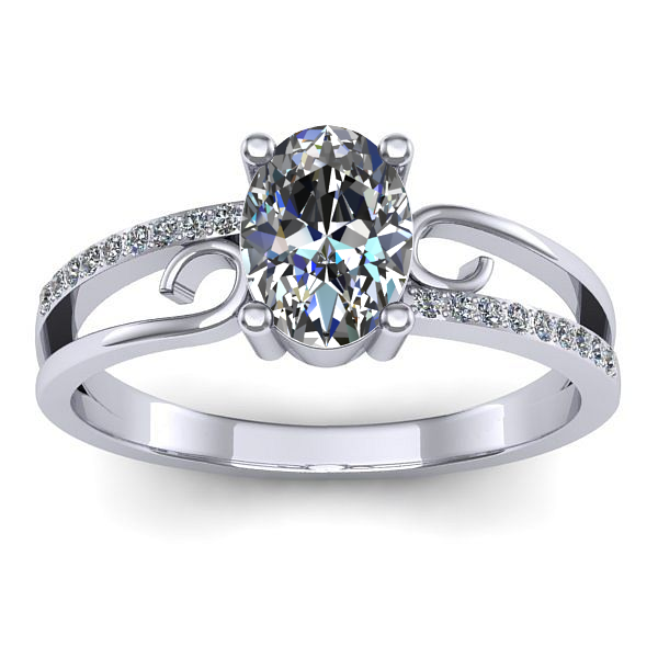 Inel cu safir alb oval